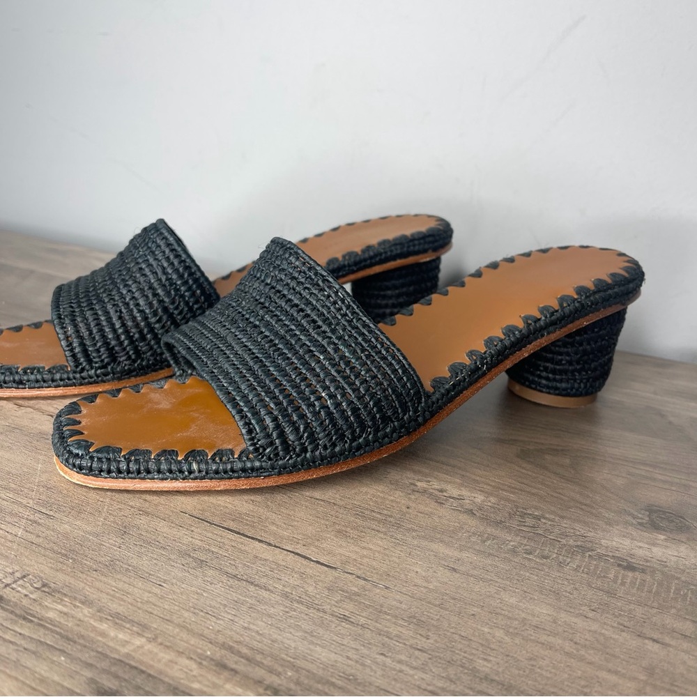 Women’s Carrie Forbes‎ vero curio Black Woven Slide Sandals size 39 - Picture 2 of 10